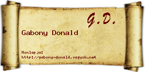 Gabony Donald névjegykártya